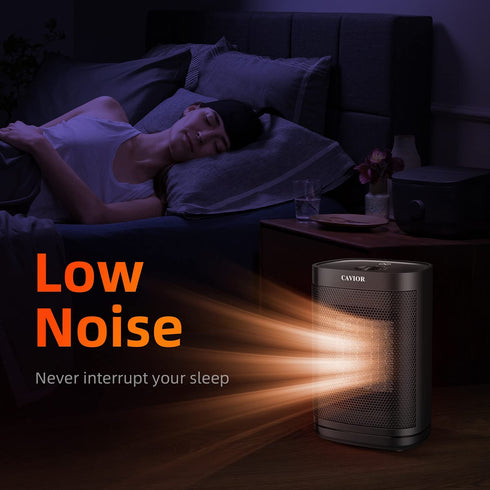 CAVIOR Space Heater, Portable Space Heater, 750W/1500W Small Space Heater Fan for Bedroom, Office and Indoor Use Tip-Over and Overheat Protection PTC Ceramic Heater with Thermostat Black