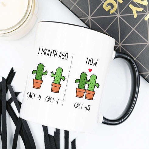 YouNique Designs One Month Anniversary Mug, 11 Ounces, Funny One Month Anniversary Coffee Mug for Boyfriend and Girlfriend, 1 Month Dating Anniversary Cup, 1st Month Dating Anniversary (Black Handle)
