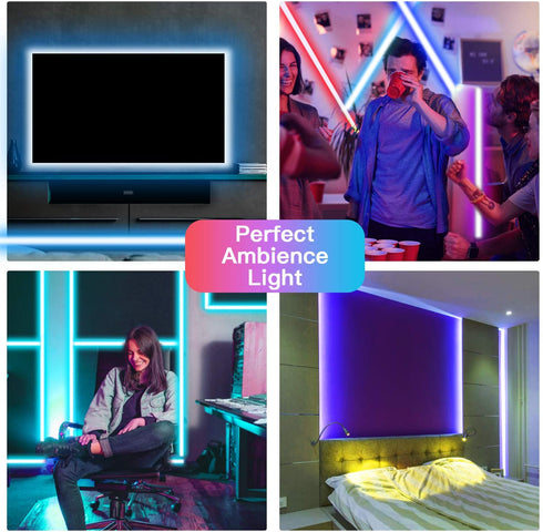 TJOY 50ft Bluetooth LED Strip Lights, Music Sync 5050 LED Light Strip RGB Color Changing LED Lights Strip with Phone Remote, LED Lights for Bedroom Kitchen TV Party TIKTOK DIY (APP+Remote +Mic)