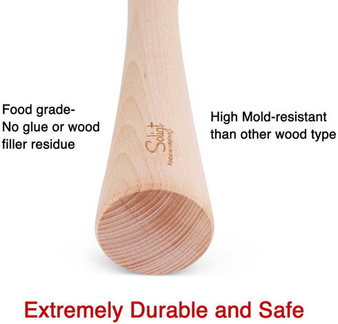 Soligt 12" Sauerkraut Pounder for Mason Jars Vegetable Fermentation- One Piece of Solid Wood