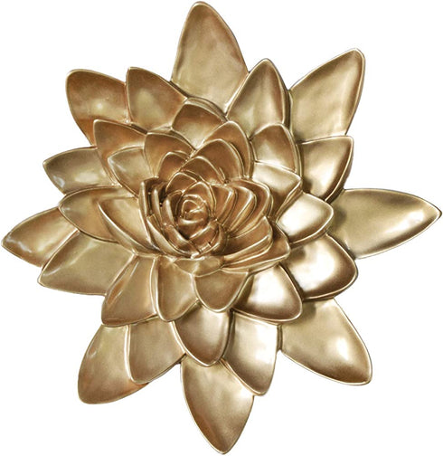 Flower Wall Decor 3D Resin Lotus Wall Hanging Decor Art Decor for Home Dedroom Living Room (Gold, L)