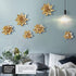 Flower Wall Decor 3D Resin Lotus Wall Hanging Decor Art Decor for Home Dedroom Living Room (Gold, L)