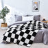 Vessia Large Flannel Fleece Plush Blanket Throw Size(50"x70") - Black and White Checker Lightweight Blanket - Super Soft Cozy Microfiber Blanket for Chair, Sofa, Couch, Bed, Camping, Travel