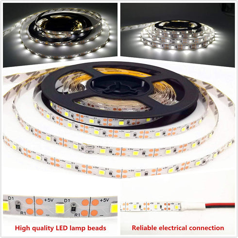 Led Strip Lights Battery Powered with Remote Control?5M / 16.4ft Battery Powered String Light with Led Light Battery Powered Flexible Ribbon Light, 300leds Cool White (White)