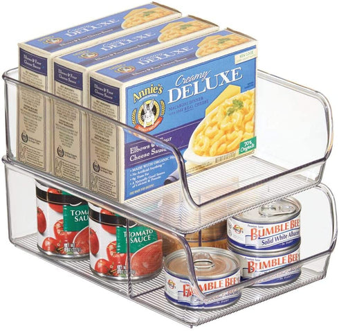 iDesign Linus Plastic Fridge and Freezer Divided Storage Organizer Bin, Container for Food, Drinks, Snacks, Produce Organization, 11" x 7" x 3.5", Clear