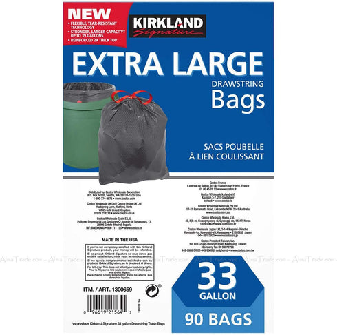 Kirkland Signature Flex-Tech 33-Gallon Trash Bag, 90-count