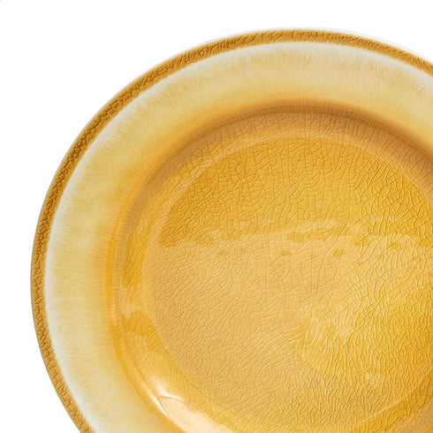 Amazon Basics 12-Piece Melamine Dinnerware Set - Service for 4, Yellow Crackle Glaze