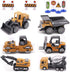 Childom Alloy Construction Engineering Vehicle Toys Set 12 Pack Stacker,Big Forklift,Heavy Duty Roller,Excavator,Heavy Transport Vehicle,Engineering Mixer Set for Kids Boys
