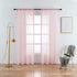 MISS SELECTEX Linen Look Pom Pom Tasseled Sheer Curtains - Rod Pocket Voile Semi-Sheer Curtains for Living and Bedroom, Set of 2 Curtain Panels (42 x 95 inch, Baby Pink)