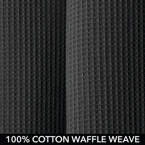 mDesign Cotton Waffle Weave Fabric Shower Curtain - for Bathroom Showers and Bathtubs - Hotel Quality - Machine Washable - Farmhouse Style - 72x72 Inch Black