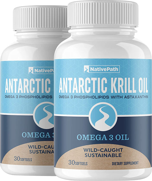 NativePath: Antarctic Krill Oil - Wild-Caught Krill Omega-3 Fatty Acids with EPA and DHA - 60-Day Supply - Supports Your Joint, Heart, Brain and Immunity - Pure Formula, No Fishy Taste
