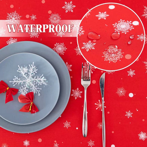 TOMORO Rectangle Christmas Tablecloth - Xmas Themed Reindeer & Snowflake Print Tablecloth Table Cover for Holiday Dinner Party Kitchen Decoration, 60 x 102 inch
