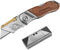 WORKPRO Folding Utility Knife with Belt Clip and Extra 10-piece Blades, Wood Handle Heavy Duty Cutter, Quick-change & Back Lock