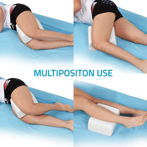 Abco Tech Memory Foam Knee Pillow for Side Sleepers Back Pain, Pregnancy, Leg Pain, Hip Pain and Sciatica Relief - Leg Pillow Wedge with Washable Cover and Bag