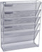 Easepres File Organizer Mesh 5-Tier Black Hanging File Organizer Vertical Holder Rack for Office Home, Silver