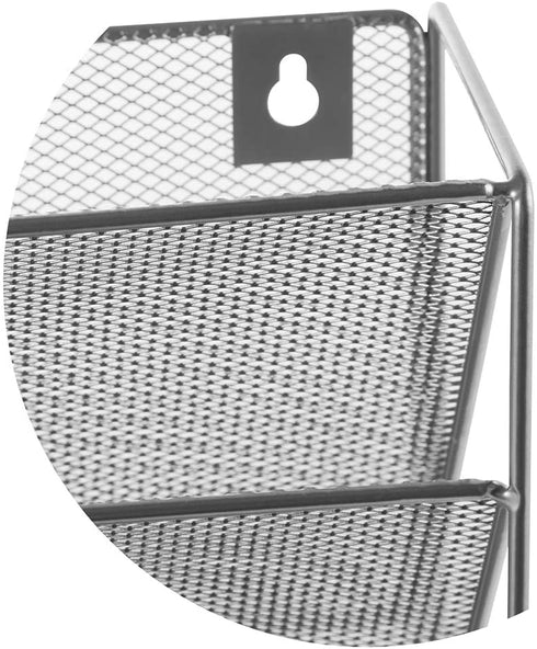 Easepres File Organizer Mesh 5-Tier Black Hanging File Organizer Vertical Holder Rack for Office Home, Silver