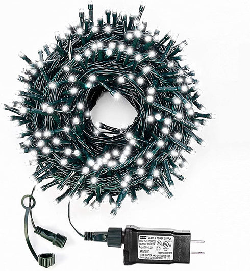 Decute Cool White Christmas String Lights Waterproof 300LED 105FT UL Certified with End-to-End Plug 8 Modes, Outdoor Indoor Starry Fairy Lights for Christmas Tree Patio Garden Wedding Party Decor
