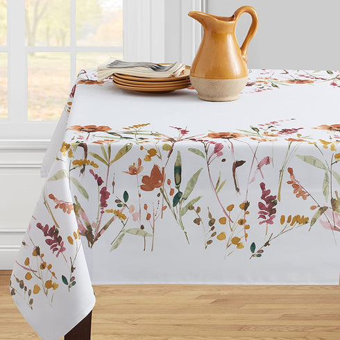 Benson Mills Wild Flower Indoor Outdoor Spillproof Tablecloth, 60-inch by 104-inch, Spice