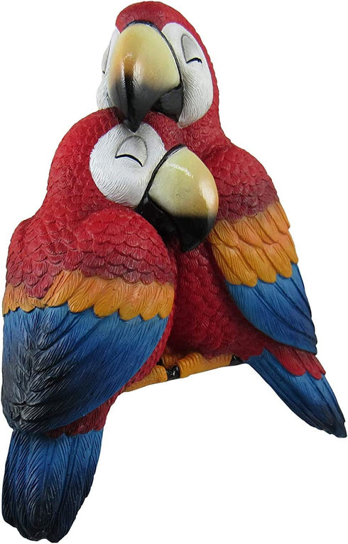 DWK Polly and Petey Mama Mother Parrot and Baby Parrot Shelf Sitting Figurines | Shelf Decor | Desk Accessories | Statues & Figurines | Office Decor | Bookshelf Accessories and Decorations - 6"