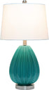 Elegant Designs LT3320-TEL Creased Fabric Shade Table Lamp, Teal/White