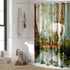 Country Shower Curtains for Bathroom, White Horse Unicorn by Lake Forest Trees Flower Farmhouse Decor Bathroom Curtains Washable Waterproof, Landscape Fabric Shower Curtain Set with Hooks