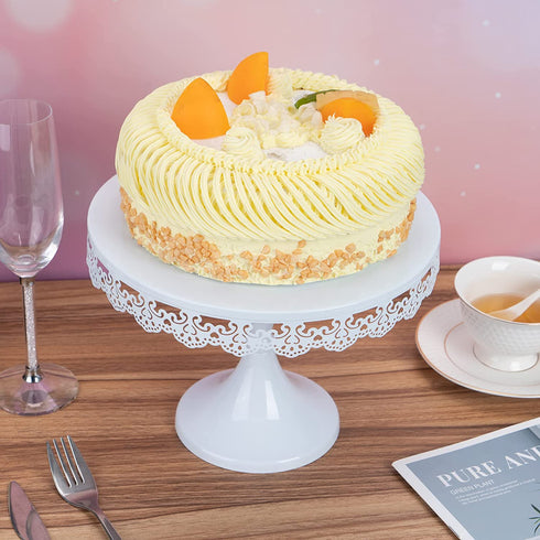 TRSPCWR White Cake Stand 10in , Metal Dessert Display Stands Cupcake Holder, Decor for Wedding, Birthday, Party, Round
