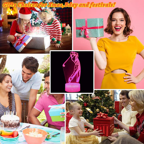 LED Golfer Night Lights,3D Golf Illusion Lamp Bedside Light with USB Cable and Remote Controller Birthday New Year Christmas Gift for Golfers Kids Teenager