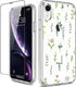 GiiKa iPhone XR Case with Screen Protector, Clear Heavy Duty Protective Case Floral Girls Women Shockproof Hard PC Back Case with Slim TPU Bumper Cover Phone Case for iPhone XR, Small Grass