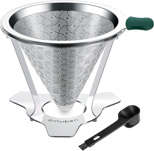 Pour over coffee filter stainless steel slow drop coffee filter metal cone paperless metal cone reusable single cup coffee drip cone 1-2 cups?, cnuben V60 coffee dripper without filter