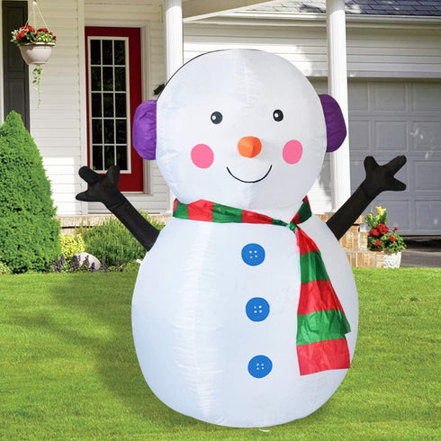 GOOSH 4 FT Christmas Inflatable Outdoor Cute Snowman, Blow Up Yard Decoration Clearance with LED Lights Built-in for Holiday/Party/Xmas/Yard/Garden