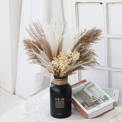 lulute Pampas Grass-Natural Pampas Grass Decor-Pompous Grass 17.9" Tall-Dried Pampas Grass for Boho Decor-Fluffy pompous Floral for Pampas Grass vase-Natural Bouquet of Dried Flowers and Grasses