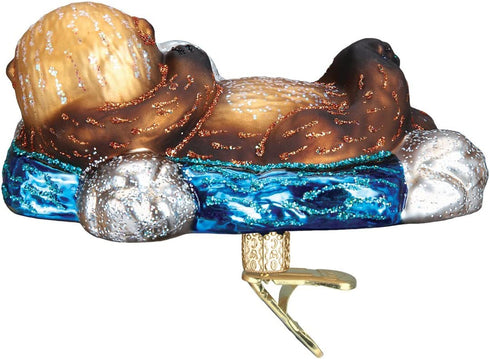 Old World Christmas Water Animals Glass Blown Ornaments for Christmas Tree,Sea Otter