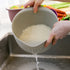 BLUE GINKGO Rice Strainer and Kitchen Colander Set - Strain Rice, Quinoa and Small Grains - Soak, Wash and Drain Vegetables and Fruit - (4 Quart Bowl) Cream and Limestone