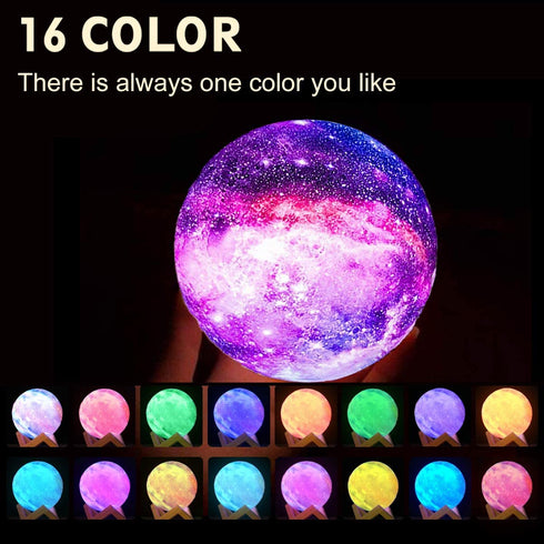 Eguled Moon Lamp inches Galaxy Lamp Night Light 16 Colors LED Moon Light with Stand Remote Touch Control and USB Rechargeable Home D©cor(5.9 inches)