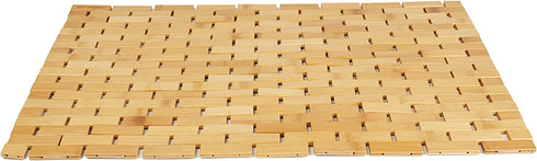 Mind Reader BAMAT-BRN Luxury Roll Up Shower Bath Mat, Anti-Slip Mat, Environment Friendly Bamboo, Brown