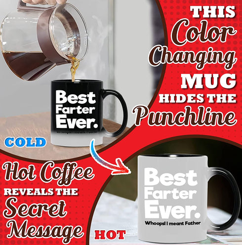 Gr8AM Color-Changing Cute Coffee Mugs 16oz - Best Father I Meant - Ceramic Mug for Dad Cute Cup & Cool Mugs for Father of the Year Selling Best Personalized Mug & Gift Idea for Men who Have Everything