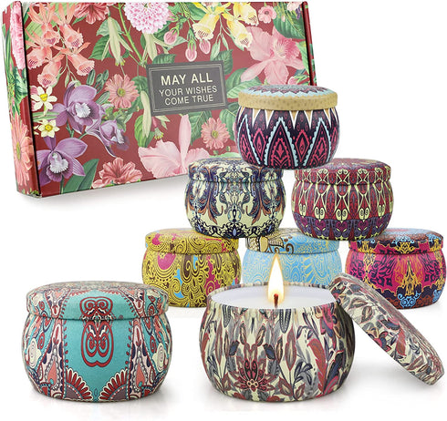 Scented Candles Gift for Women, 8 Pack Large Set Aromatherapy Candle for Home Decor, Each 4.4oz Natual Soy Wax with 8% Essential Oil, Ideal Gifts for Anniversary, Birthday, Mother's Day, Housewarming