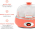Elite Gourmet EGC007C Rapid Egg Cooker, 7 Easy-To-Peel, Hard, Medium, Soft Boiled Eggs, Poacher, Omelet Maker, Auto Shut-Off, Alarm, 16-Recipe Booklet, BPA-Free, Coral