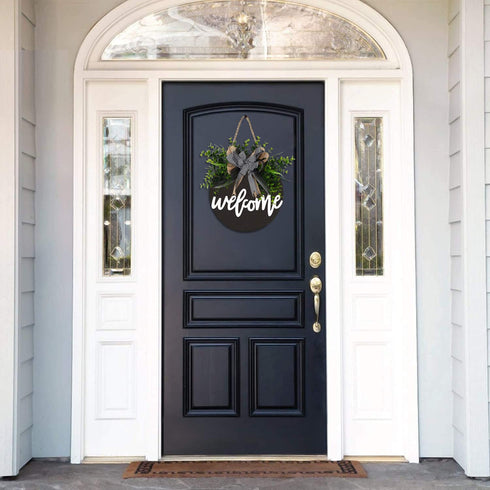 Welcome Sign Welcome Front Door Round Wood Sign Hanging Welcome Sign for Farmhouse porch Spring Welcome Sign Front Door Decoration ?Blackboard welcome?