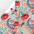 Blooming Wall Peel&Stick Red Flower Green Leaves Self-Adhesive Prepasted Wallpaper Wall Mural (Red Floral)