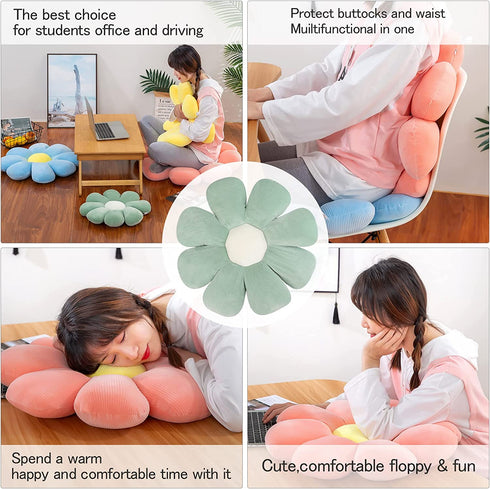 Flower Pillow Flower Floor Pillow Cute Pillows Aesthetic Daisy Pillow Flower Floor Pillow Seating Cushion Flower Pillow Indie Flower Shaped Pillow (Green)