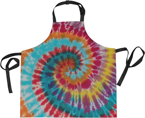 ALAZA Funny Apron with 2 Pockets for Women Men Colorful Tie Dye Traditional Swirl Adjustable Garden Bib