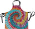 ALAZA Funny Apron with 2 Pockets for Women Men Colorful Tie Dye Traditional Swirl Adjustable Garden Bib