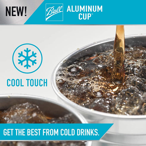 Ball Aluminum Cup | The Ultimate 100% Recyclable Cold-Drink Cup | 20 oz. Cup, 30 Cups Per Pack
