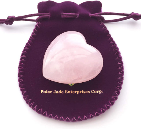 Polar Jade Heart Shaped Rose Quartz Puffy Heart Stone 45mm (1.8") for Chakra Energy Healing, Reiki, Meditation, Massage and Decoration