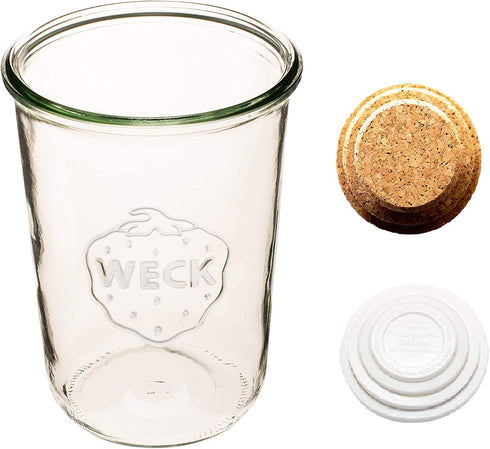 Weck Canning Jar 743-3/4 L Weck Mold Jars made of Transparent Glass - Eco-Friendly Canning Jar - Food Storage Containers with Lids Airtight 1 Jar with Keep Fresh Cover