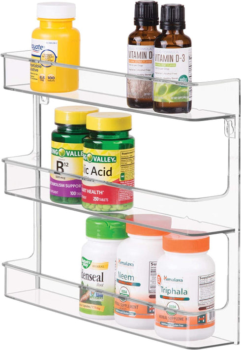 iDesign 41400M2 Clarity Nail Polish Storage Rack with 3 Bathroom, Vanity, Closet, Bedroom, Set of 2, Wall Mount Shelves 2 Count