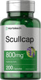 Scullcap Capsules | 800 mg | 200 Count | Max Potency, Value Size | Non-GMO and Gluten Free Scullcap Herb Supplement | Scutellaria Baicalensis | by Horbaach