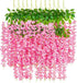 Oslimea 12 Pack 43.3 Feet Artificial Wisteria Vine Rattan Fake Wisteria Hanging Garland Flowers String Silk Wisteria Flower for Christmas Birthday Home Party Wedding Decor, Pink