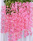 Oslimea 12 Pack 43.3 Feet Artificial Wisteria Vine Rattan Fake Wisteria Hanging Garland Flowers String Silk Wisteria Flower for Christmas Birthday Home Party Wedding Decor, Pink